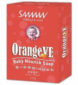 圣满婴儿香橙维E润肤香皂（125克/盒）、清洁护肤、婴儿专用、