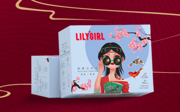 LilyGirl国潮绵柔系列加长夜用卫生巾330